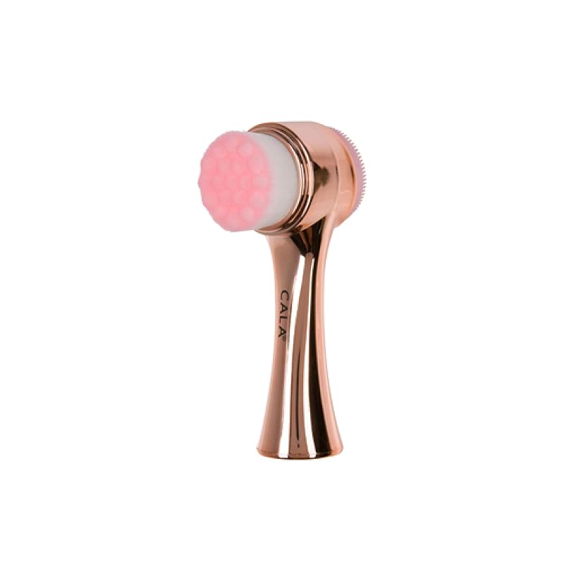 Escova manual para limpeza facial Cala Dual-Action, Rose Gold e Pink