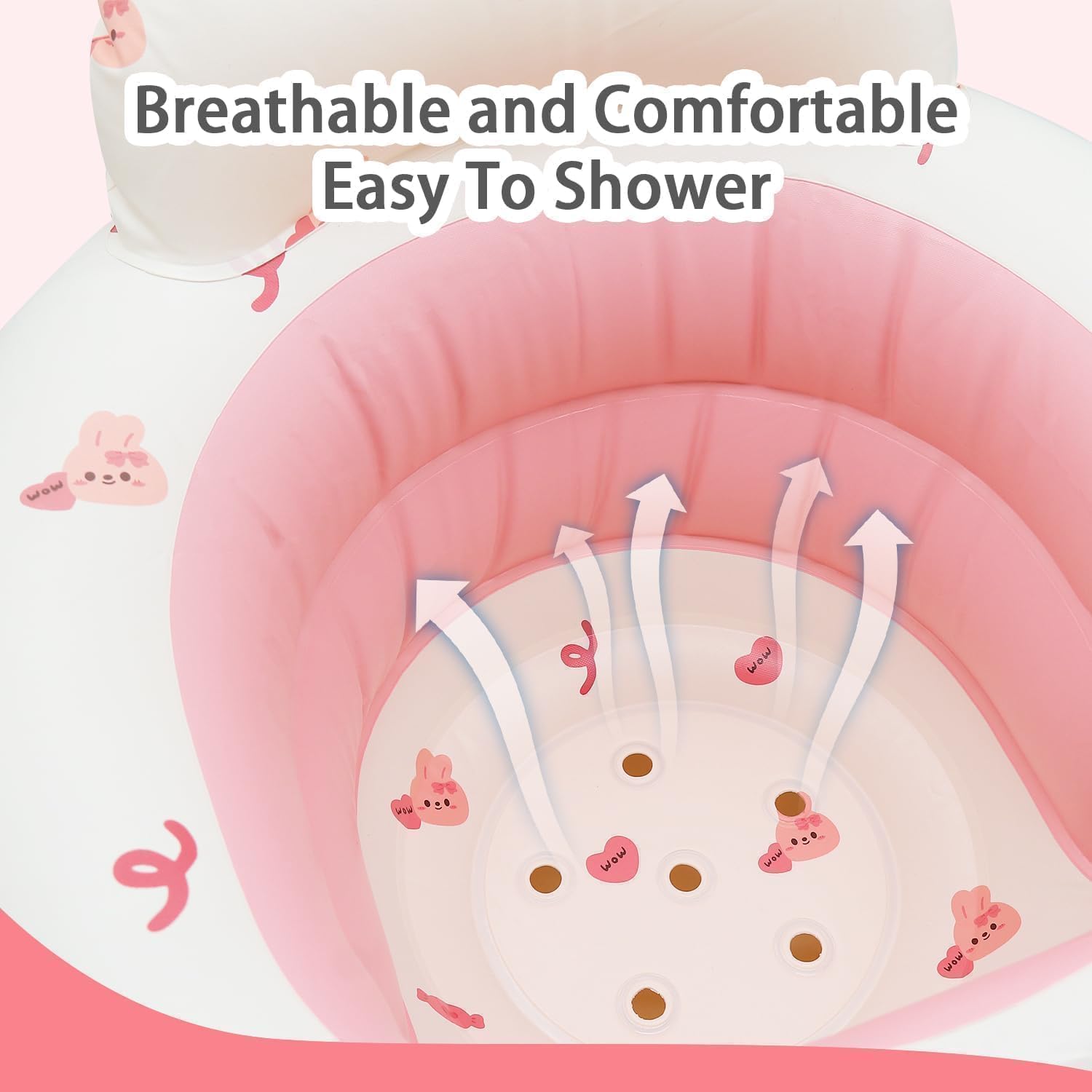 Aufblasbarer Sitz Baby für Babys ab 3-36 Monaten, Faltbarer Aufblasbarer Inflatable Baby Seat mit Integrierter Pumpe, Toddler Sitzhilfe (Kaninchen)