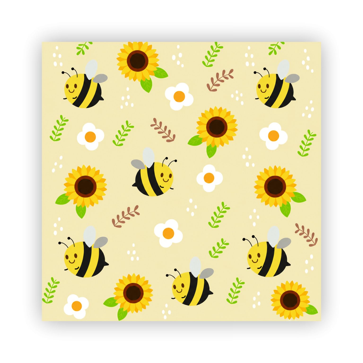 DV DESIGN Aquarium Fish Tank Background 60x60 cm - Happy Bees Sunflowers Bee Mother's Day Static Cling Vinyl Vivarium Terrarium External Application #170601