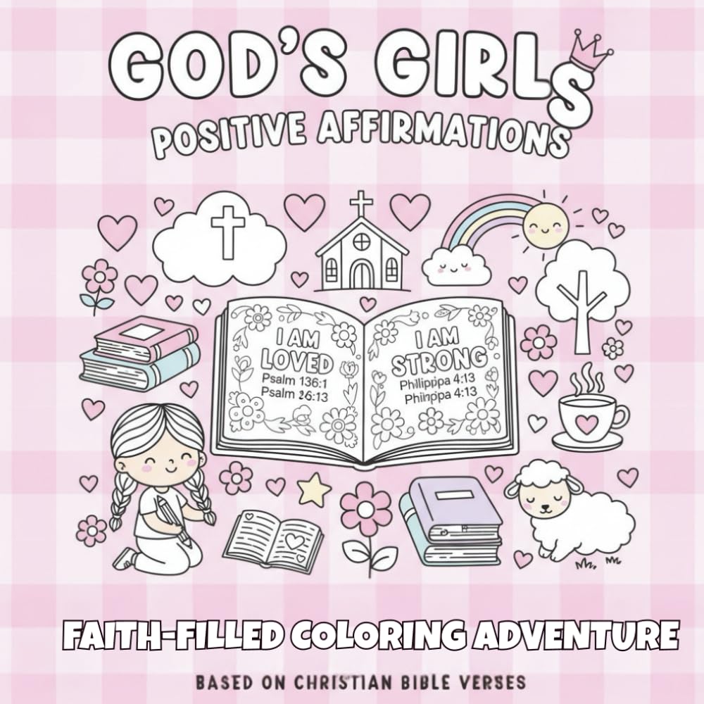 God's Girls: Positive Affirmations: Faith- Coloring Adventure Coloring Book for Girls | Based on Christian Bible Verses Scripture | A Calm Cozy and Comforting Colouring Book | Bold and Easy