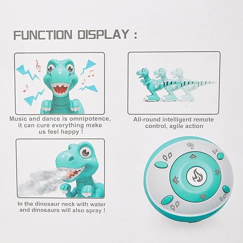 Miniatura 7 de COLOR TREE Dinosaurio de agua de pulverización interactiva con control remoto para niños, demostración automática, caminar, cantar, bailar, 3+,