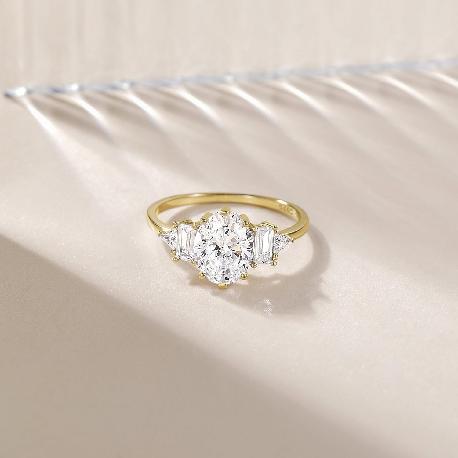 EAMTI 3CT 925 Sterling Silver Wedding Rings for Women Oval Cut Cubic Zirconia Engagement Promise Rings for Her Size 4-10 Gold 7 image 2 of 6 B0F32BQW3G