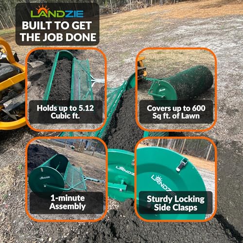 Image of Compost Spreader 44 Inch, Peat Moss & Top Soil Roller - Landzie