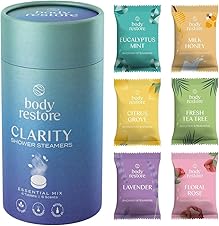 [27% off] Body Restore Shower Steamers Aromatherapy 6 Pack - Christmas Stocking Stuffers for Men, Birthday Gifts for Women, White Elephant, Relaxation, Self Care - Clarity