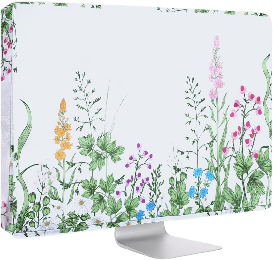 MOSISO Monitor Dust Cover 26,27,28,29 inch Anti-Static Dustproof, White | LCD/LED/HD Panel Case Lush Weeds Computer Screen Protective Sleeve Compatible with iMac 27 inch, 26-29 inch PC,Desktop and TV