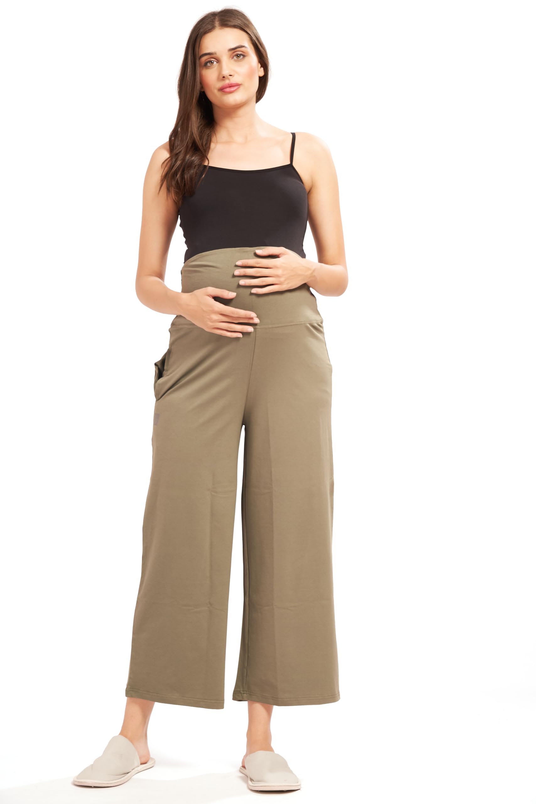 AV2 Women's Cotton Lycra Stretchable Relaxed Fit Maternity Pants | Maternity Yoga Pants | Maternity Trousers Green X-Large 5556 - Image 6 thumbnail
