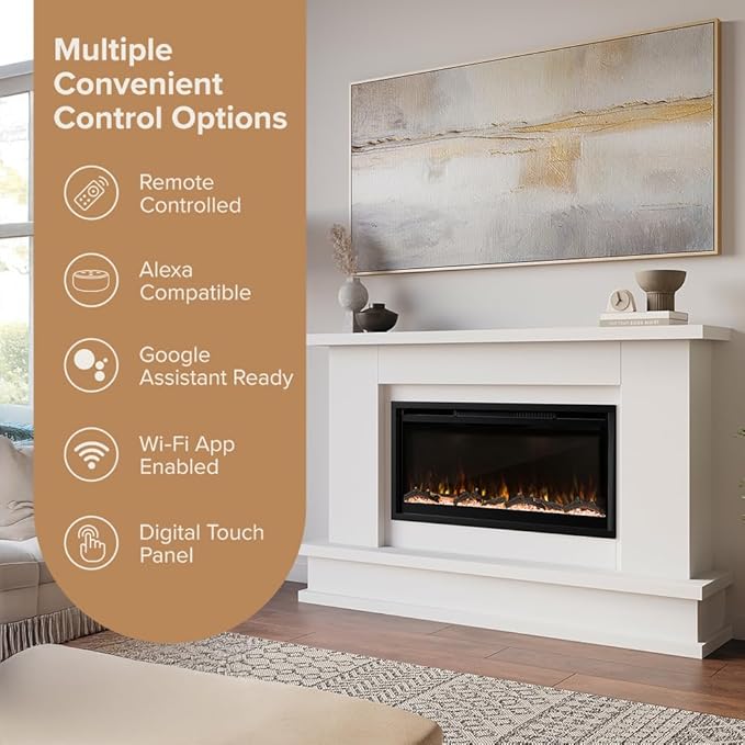 Patton White Chimenea Eléctrica 64 pulgadas x 42 pulgadas con Ménsula miniatura 4