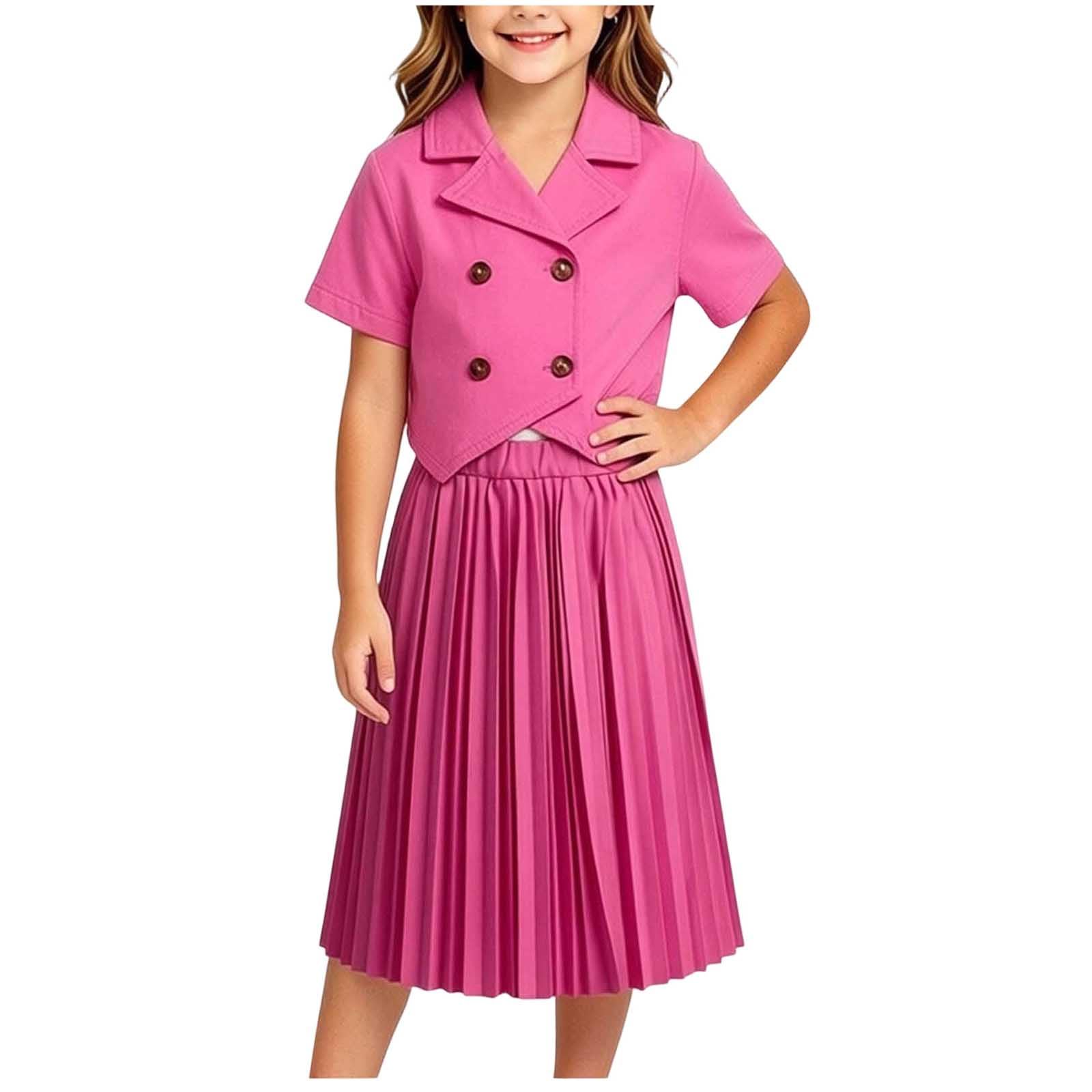 Costume formel 2 pièces filles avec blazer chic et jupe plissée