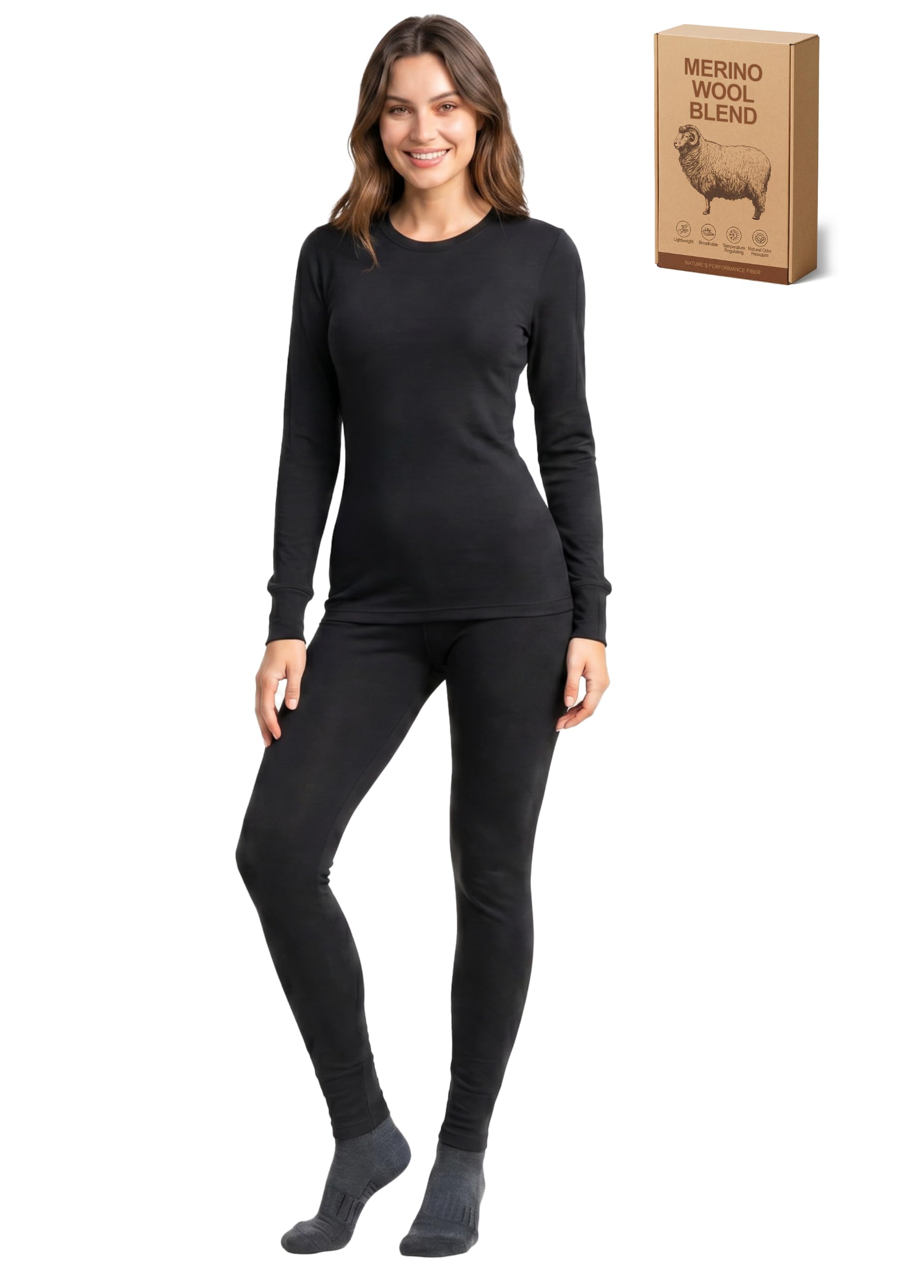 Merino Blend Skiunterwäsche Damen Set Thermo Unterwäsche