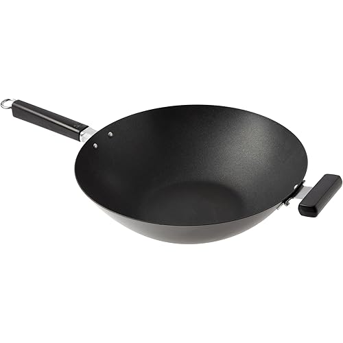 JOYCE CHEN Professional Series 14-Inch Carbon Steel Excalibur Nonstick Wok with Phenolic Handles