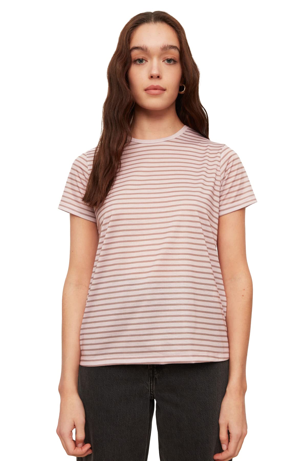 Trendyol Women's Mink Basics Regular Basic Crew Neck Knit T-Shirt