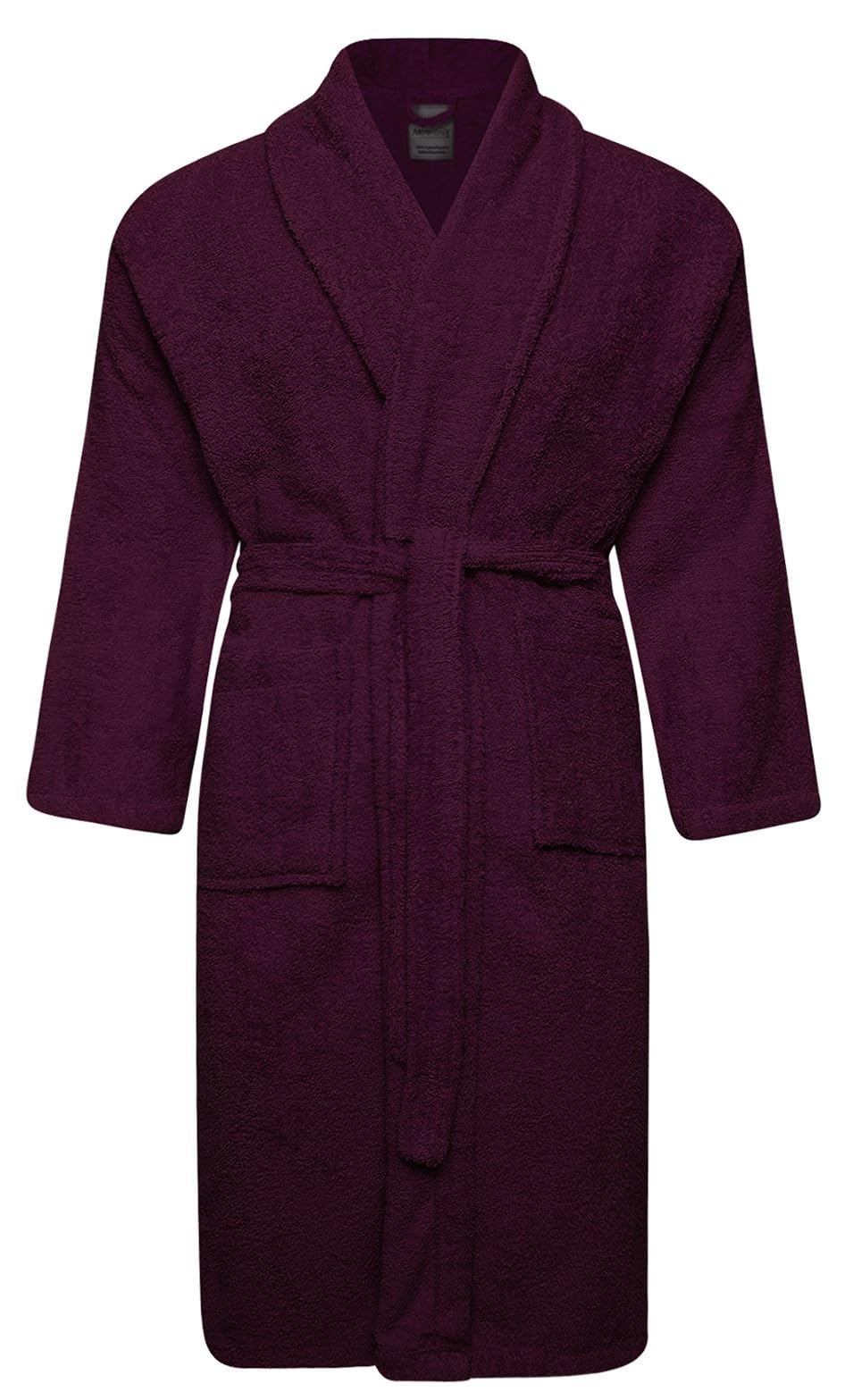 Adore Home 100% Cotton Terry Towelling Shawl Collar Bathrobe - Small, Aubergine