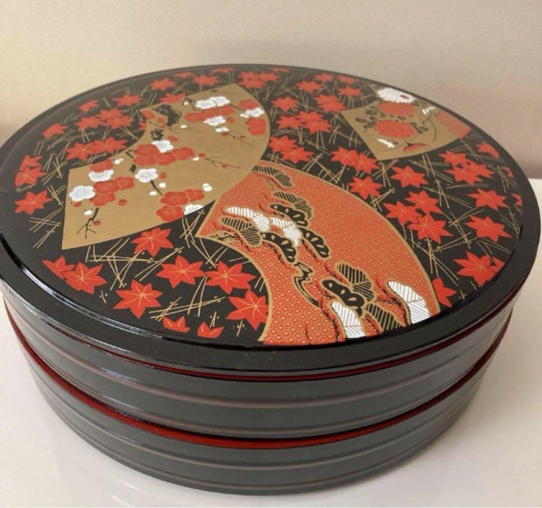 漆器 讃岐彫 三段重 丸重花文 木彫 お重 重箱 漆器 漆芸 茶道具