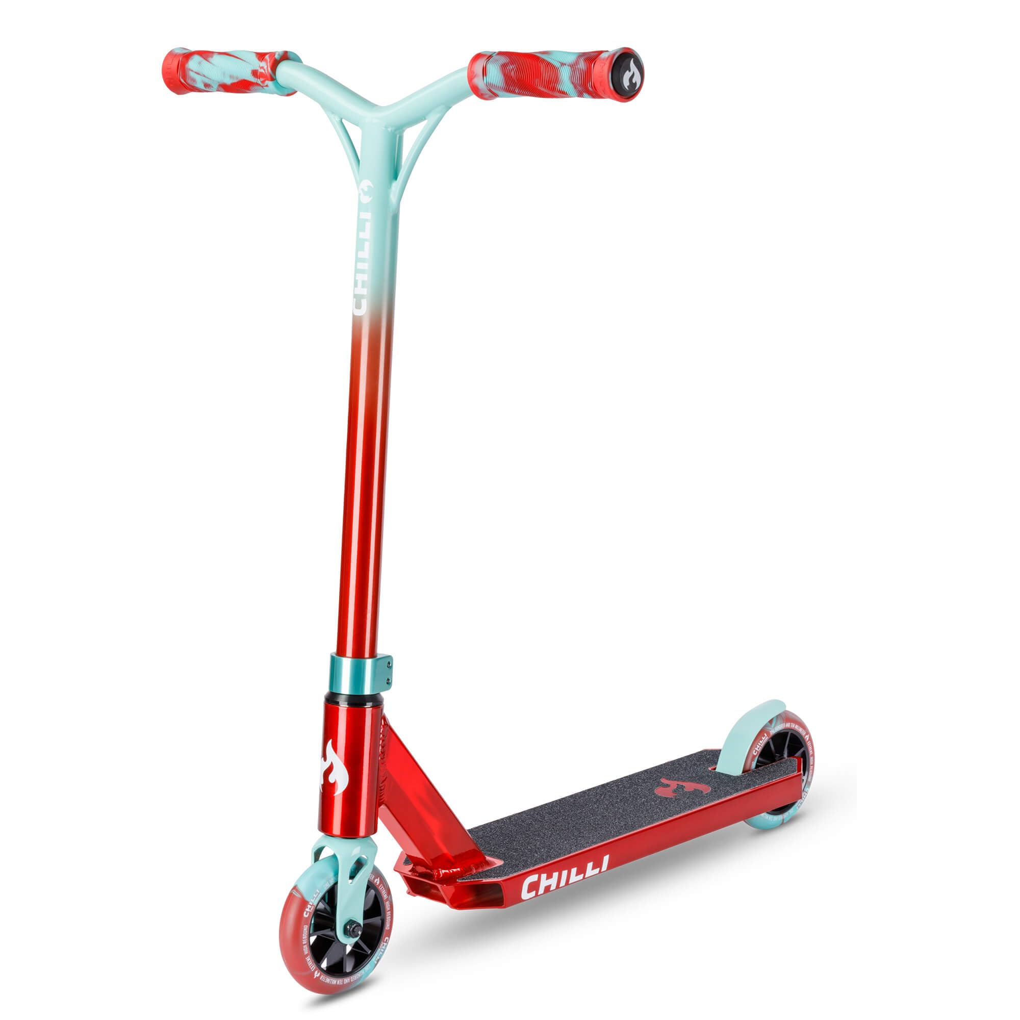 Chilli Pro | All Star Jumpstart Scooter | Premium Stunt Scooter for Beginners to Intermediate Riders | Ages 5+ | Universal HIC Compression | Red/Teal | Size: Medium