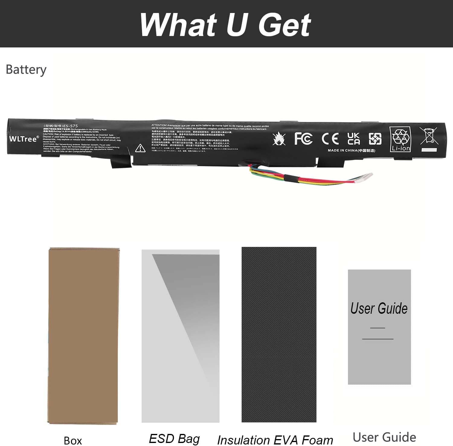 Batteria AS16A5K AS16A7K AS16A8K per Portatile Acer Aspire E15 E5-575 E5-575G E5-575T E5-575TG E5-553 E5-553G F15 F5-573 F5-573G F5-573G-52M7 F5-573G-574E E17 E5-774 E5-774G E5-575T Battery