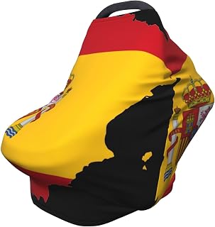 Flag Map of Spain Baby Car Seat, Rain Shelter, Multifunctional Nursing Cover for Newborns, Mother Care, Breastfeeding