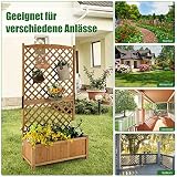 COSTWAY Pergola ze skrzynką na kwiaty z drewna jodłowego, 180 cm, skrzynka na rośliny pnące, podwyższona grządka z kratką dla roślin pnących i otworem drenażowym, donica na kwiaty do ogrodu, na