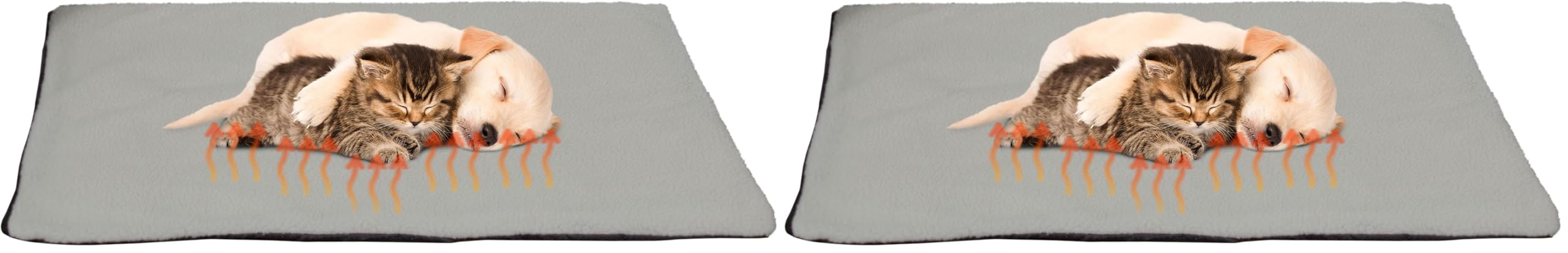 PETMAKER Self Warming Cat Mat - 25x18in Thermal Dog Crate Pad with Removable Washable Sherpa Cover and Reflective Insulation Layer for Self Heating - Pet Supplies for Small Dogs and Cats (Gray)
