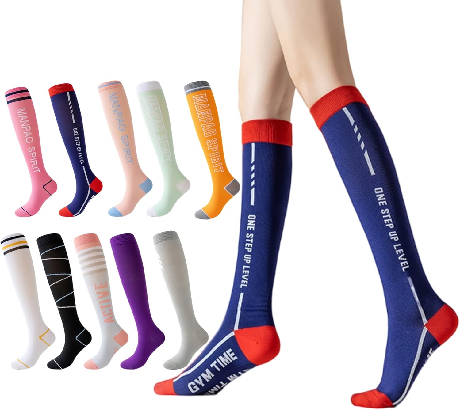 2/6/10 Pairs Women Mid-Calf Athletic Socks for Yoga Workout