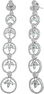 Voylla Sparkling Elegance Eternal Grace Green American Diamond Dangler Earrings For Women Anti Tarnish Long CZ Earrings El... Price In India