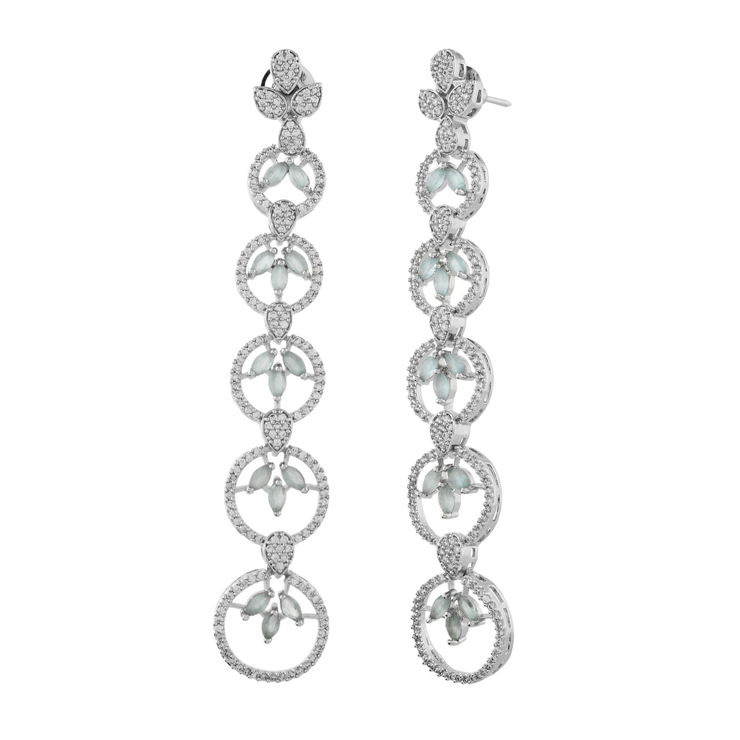 Voylla Sparkling Elegance Eternal Grace Green American Diamond Dangler Earrings For Women Anti Tarnish Long CZ Earrings El... - Review, Price and Buying Guide