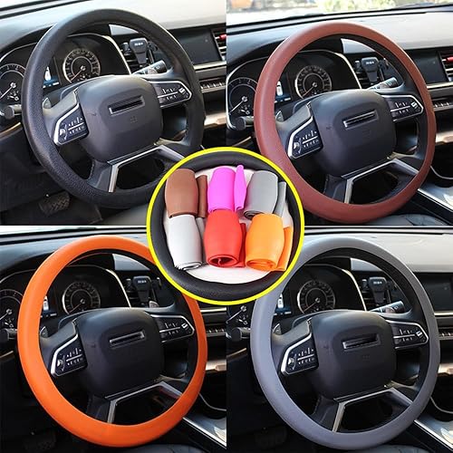 Miniatura 2 de Alkyne Protector de silicona antideslizante para volante de automóvil, funda protectora de silicona antideslizante de 12.6 a 15.8 pulgadas,