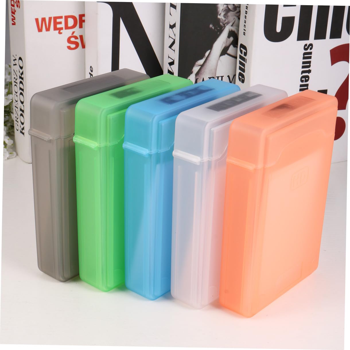 5 Pezzi Custodia Hard Disk Protettiva Colori Misti con Chiusura Sicura e Resistente Agli Urti Organizer Accessori Digitali
