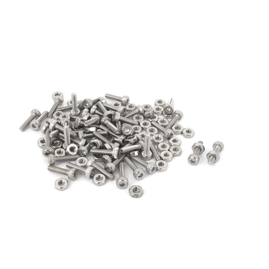 Sourcingmap M2x8mm Hex Socket Head Knurled Cap Screws Bolts Nuts Set 50Pcs
