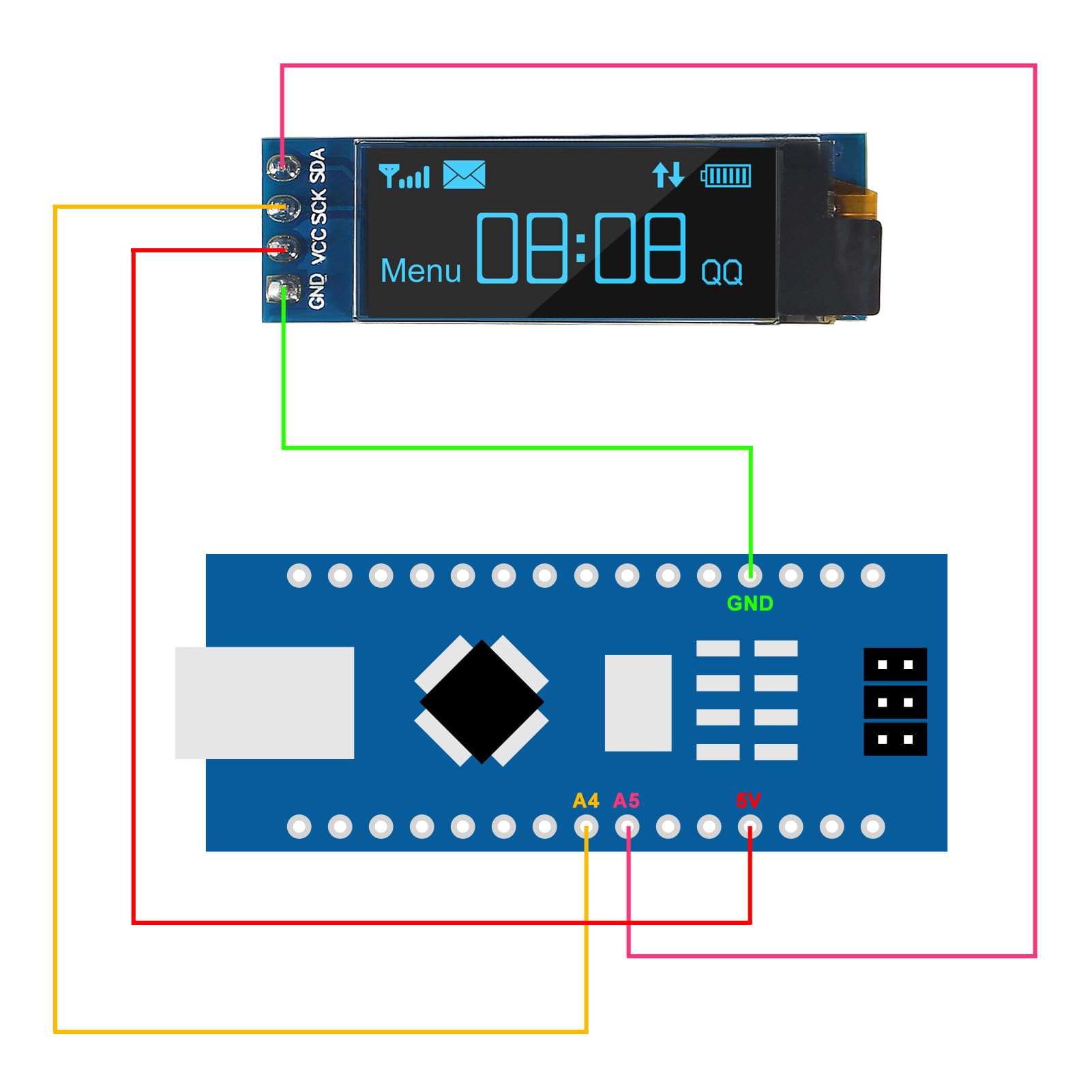 Display OLED 0.91 I2C 128x32 Per Arduino | 3.3V/5V White - Foto 5