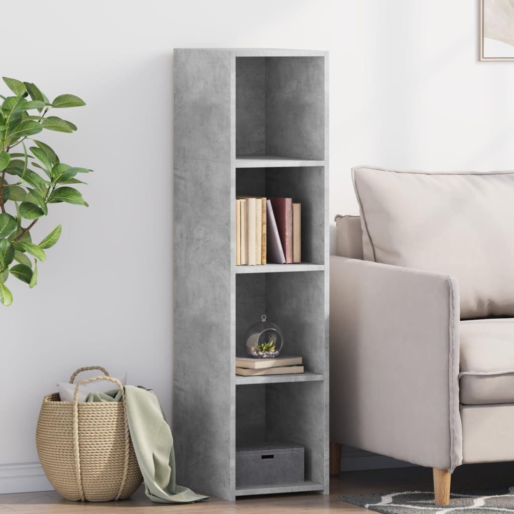 Madera ingeniería resistente Aparador almacenaje Gris 30x41x124 cm | Aparador alto madera ingeniería gris hormigón 30x41x124 cm armario almacenaje con puertas para salón dormitorio, mueble