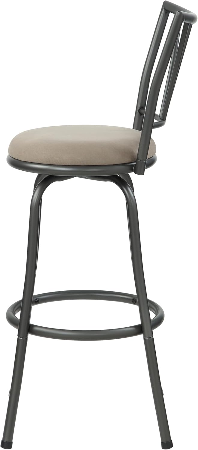 Set of 3 Indoor Adjustable Indoor Adjustable 24" or 29" Seating, Foam-Padded Comfort, Durable Metal 360° Swivel Barstool (Tan) Ideal for Dining