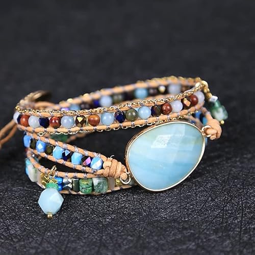 Zosojona Women Wrap Bracelet Boho Natural Jasper Crystal Stone Beads Strand Bracelets thumb #6