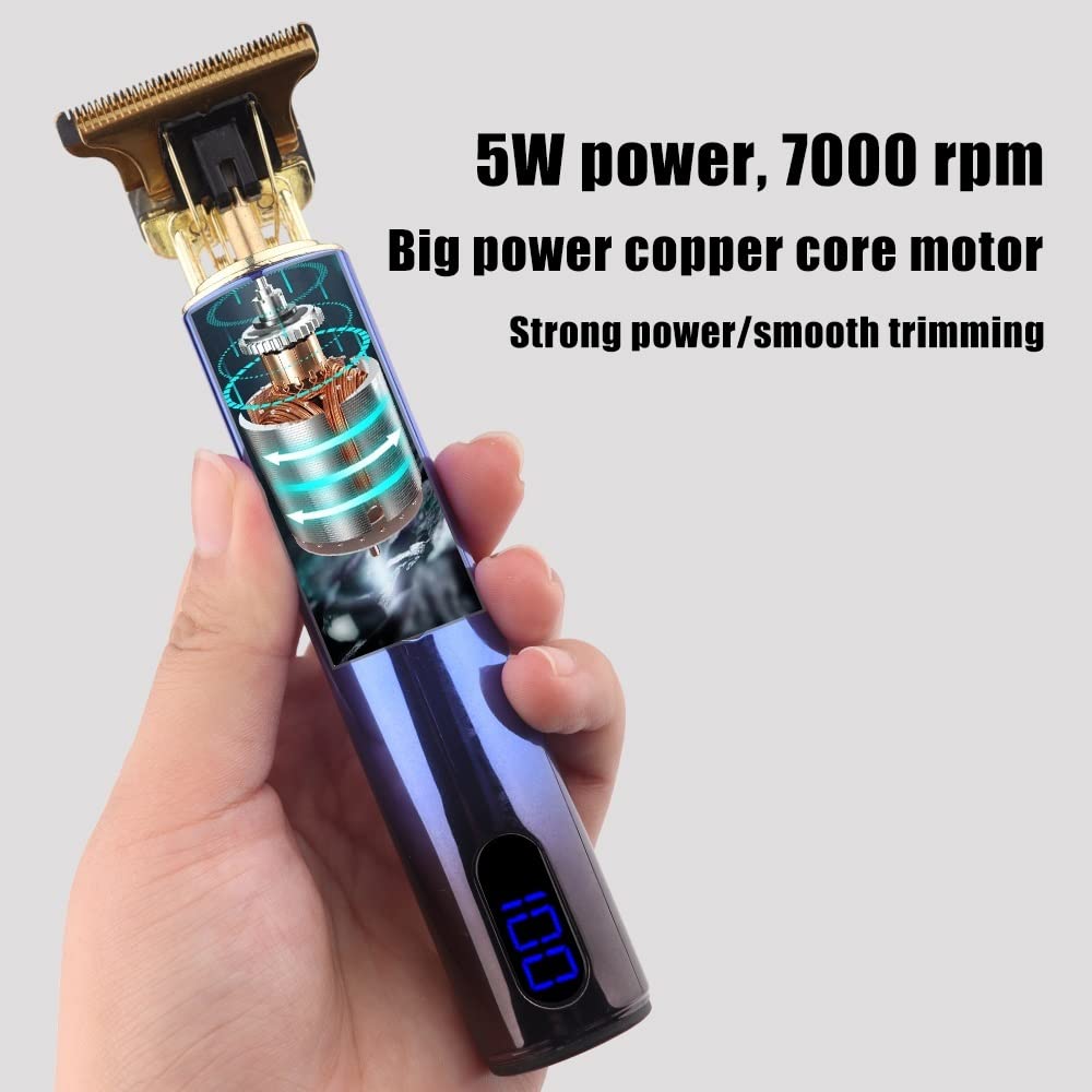 Maquina de Cortar Pelo Hombre, Máquina cortadora de pelo eléctrica con cabezal de aceite Retro recargable T9 LCD for peluquero(Sliver black)