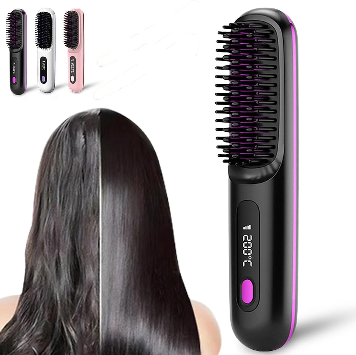 Bellabrush Pro Brush Cordless Hair Straightener Comb Heated Hair