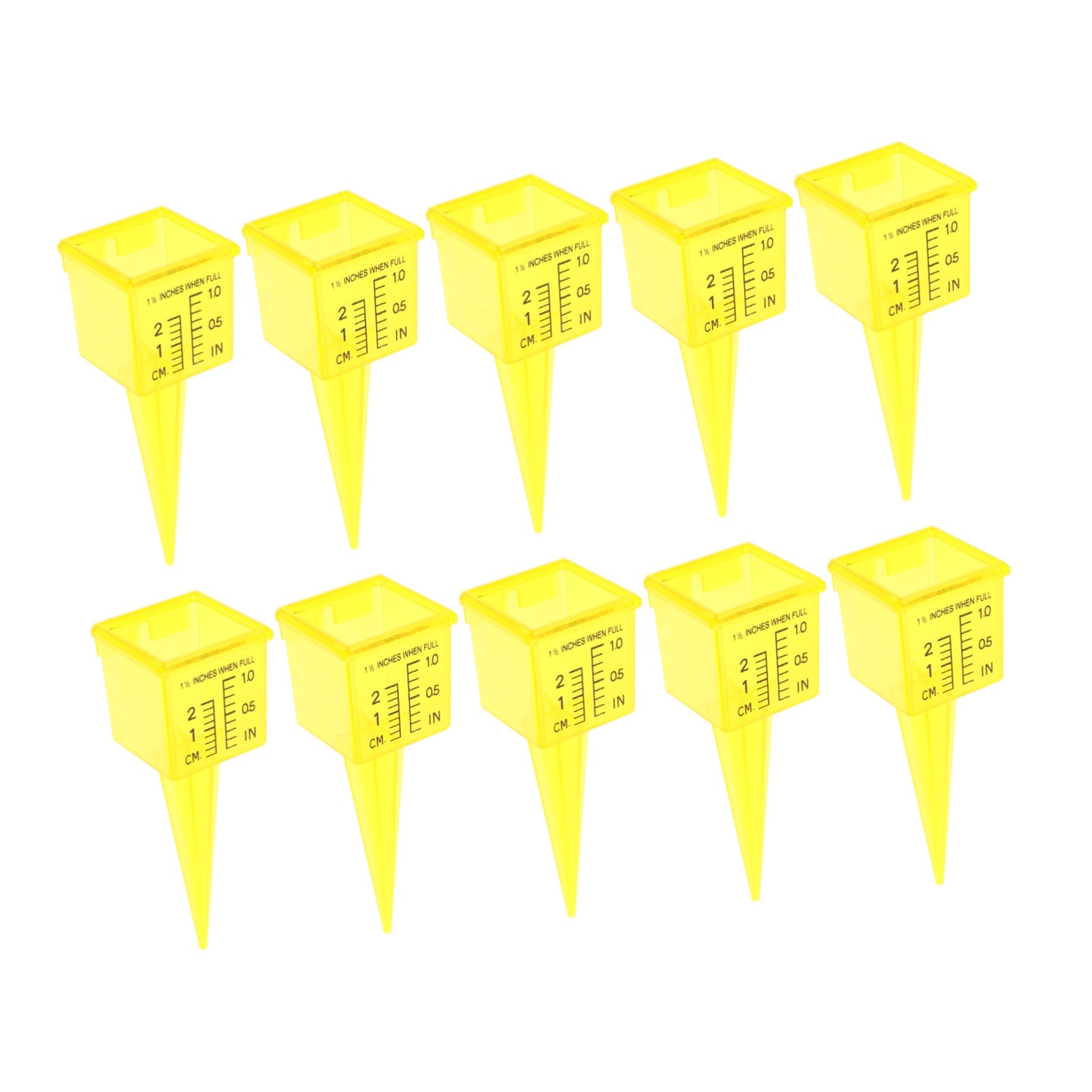 GALPADA 10pcs Rain Gauge Garden Moisture Meter Lawn Watering Cups Door Rain Meter Gauge Sprinkler Rain Water Gauge Light Net Edging Spreader Downspout Filter Hose Plastic Yellow