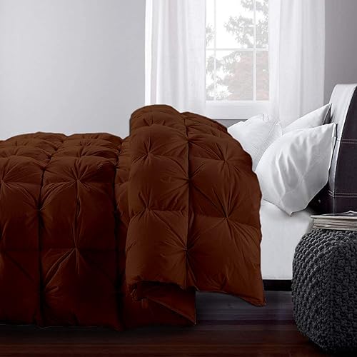 Miniatura 3 de Lujoso edredón plisado de 1 pieza con 4 pestañas en las esquinas, 17.76 ozm, estilo pintuck, 100% algodón orgánico, lavable a máquina (marrón,