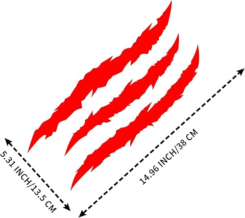 Miniatura 5 de HUWANDE 4 calcomanías de vinilo para automóvil, marcas de garra para hombres, gráficos de cejas de luz de automóvil (material PVC, rojo)