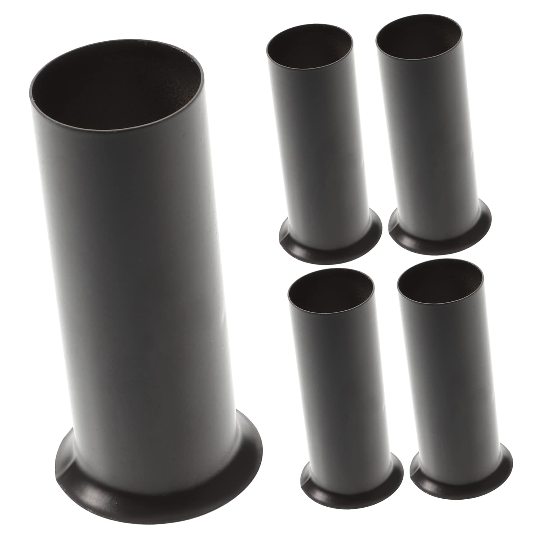 Angoily 6pcs Black Metal Candle Tube Sleeves for Chandeliers 30x80mm Decorative Light Base Covers Hanging Lamp Accessories for Home Lighting