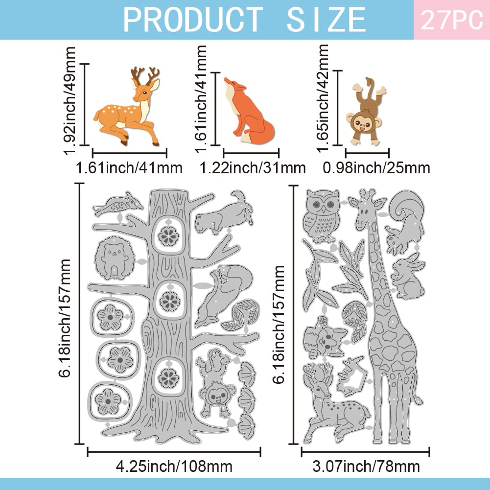 GLOBLELAND Tree Trunk Animal Cutting Dies for DIY Scrapbooking Metal Spring Flower Cut Dies Animals Dog Giraffe Die Cuts for Card Making Embossing Photo Album Craft Decor - Image 2