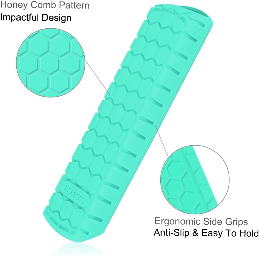 Fintie Silicone Case for 2nd Gen Fire TV Stick with 1st Gen Alexa Voice Remote, Compatible with Echo/Echo Dot Alexa Voice Remote - Honey Comb Series [Anti Slip] Shockproof Cover, Turquoise
