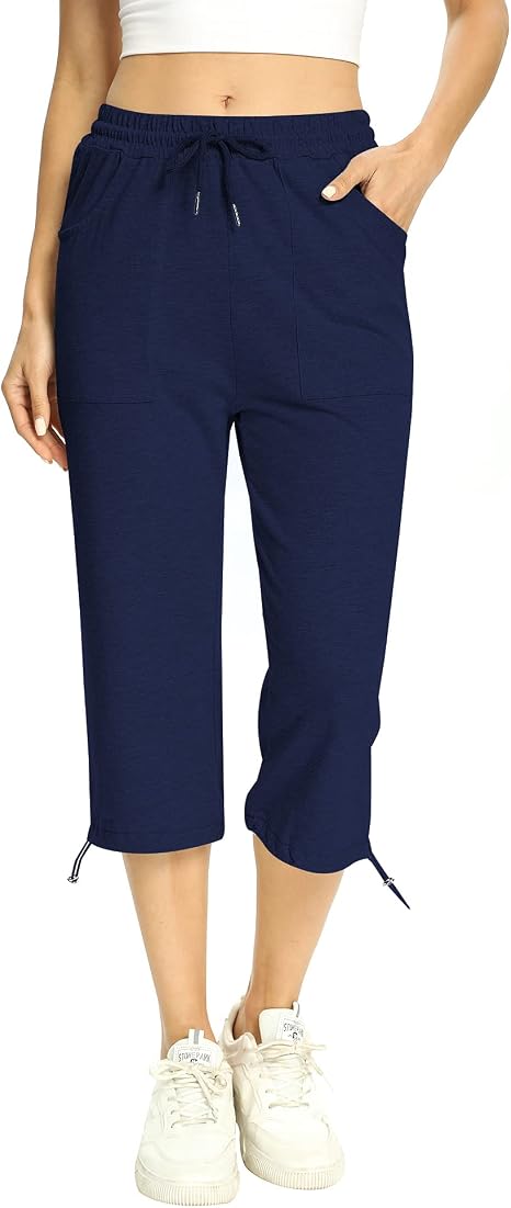 Irevial Pantaloni Sportivi Donna Cotone Pantaloni Cropped Donna Estivi  Leggeri con Tasche e Bocca del Piede Coulisse Pantaloni Tuta Donna Palestra  Lunghi 3/4 Eleganti con Coulisse per Jogger Fitness : Amazon.it:  Abbigliamento