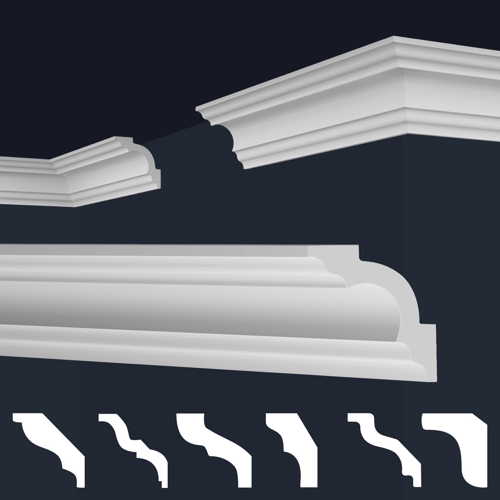 Marbet, listelli da soffitto in polistirene XPS, modanature in stucco di alta qualità, leggeri e robusti, dal design moderno (confezione risparmio da 30 metri, E-25, 65x65 mm), listello angolare