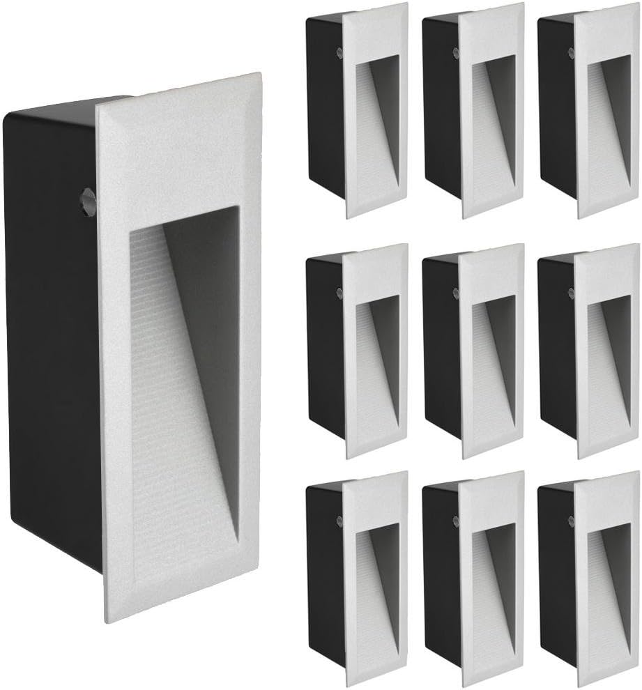 ledscom.de LED Stair Light Wall Light, Outdoor, Angular, Warm-White, 230V, 10pcs.