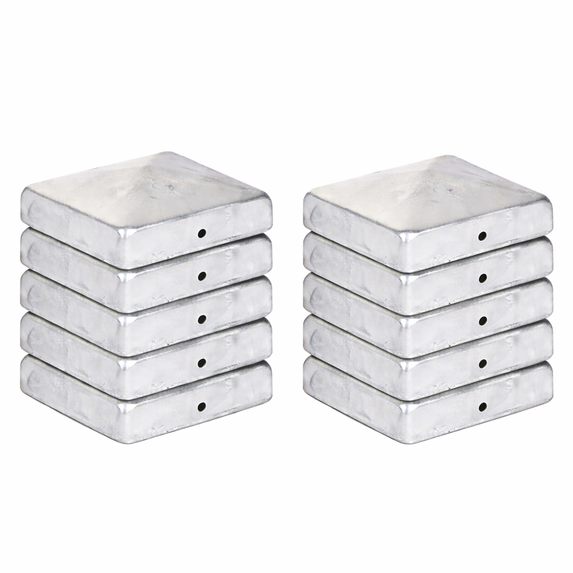 Vivagardea Silber 10 X Pyramid Post Caps 91 X 91Mm - Hot-Dip Galvanised Steel Weatherproof - For 90 X 90Mm Wooden Posts - Includes Fixing Holes