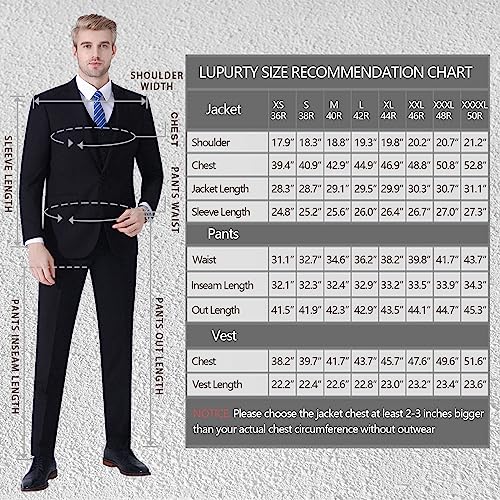 Lupurty Suits For Men, 3 Piece Men's Suit Slim Fit, Solid Jacket Vest Pants With Tie, One Button Tuxedo Set, Black M #TOP2