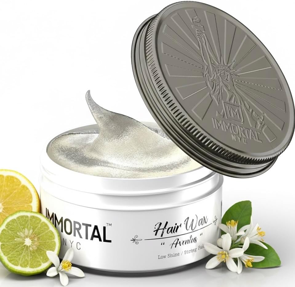Immortal NYC Hair Waxes for Men - Aventus Extra Strong Hold, Low Shine Hair Wax - Mens Water Based, No Residue Non-Greasy Hair Paste -Pomade- All Natural Styling Wax for All Hair Types