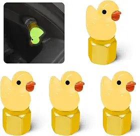 Pacote com 4 tampas de válvula de pneu fofas, tampas de válvula de pneu que brilham no escuro, decoração de pneus interessante e prática, pode ser usada para carros, motocicletas, caminhões e