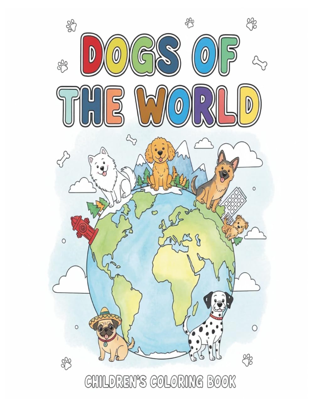 Dogs of the World: A simple and easy coloring book for children and adults with fifty different dog breeds