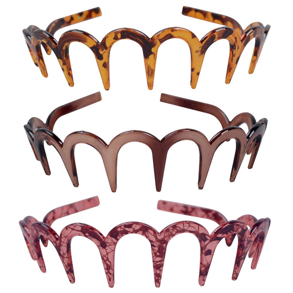 Zig Zag Shark Tooth Hairband Plastic Headband Hair Comb Women Hair Hoop Hair Accessories (6 Pieces)-image-19