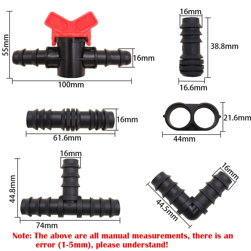 Accessoires D'irrigation Goutte, CTRICALVER 20 Pièces Tuyau D'irrigation Goutte De 1/2 Pouces, Connecteur D'irrigation Goutte De Type I, Accessoires D'arrosage Goutte De 16 Mm Pour Jardin, Patio